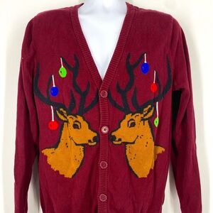 Mossimo Supply Co. Reindeer Christmas Cardigan Men’s Size M  Unisex 100% Cotton